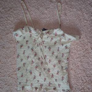 American Eagle Outfitters Small Floral Smock Tank Top